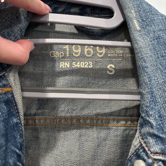 Gap 1969 vintage distressed denim jacket size small - Picture 5 of 6